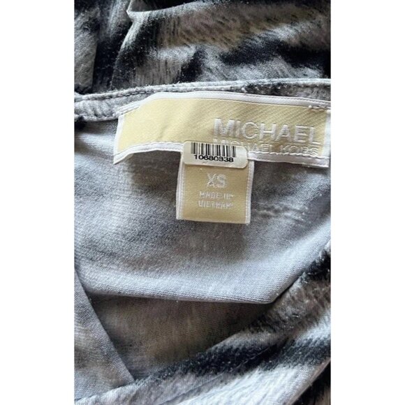 Michael Kors Sz XS Woman Black White Zebra Animal Print Cap Sleeve Dress Stretch - Picture 4 of 16